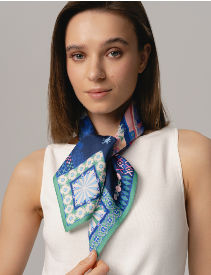 Картинка Шовкова хустина «Garden Navy»